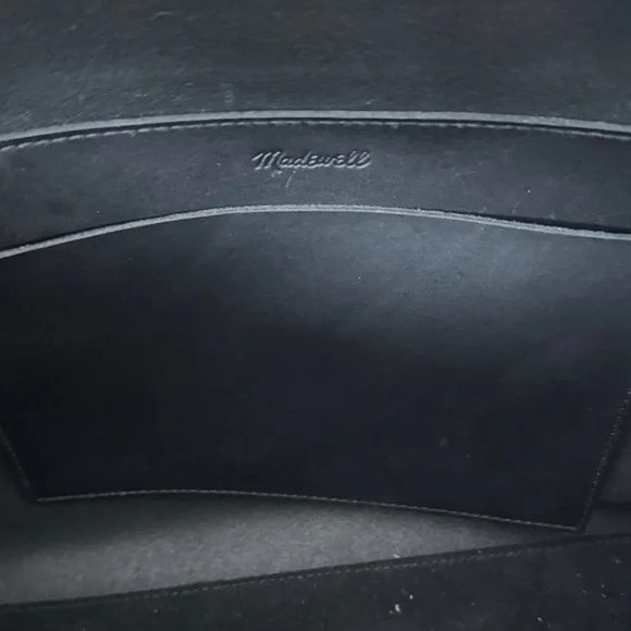 Madewell Sleek Black Leather Large Tote Bag - Picture 3 of 9